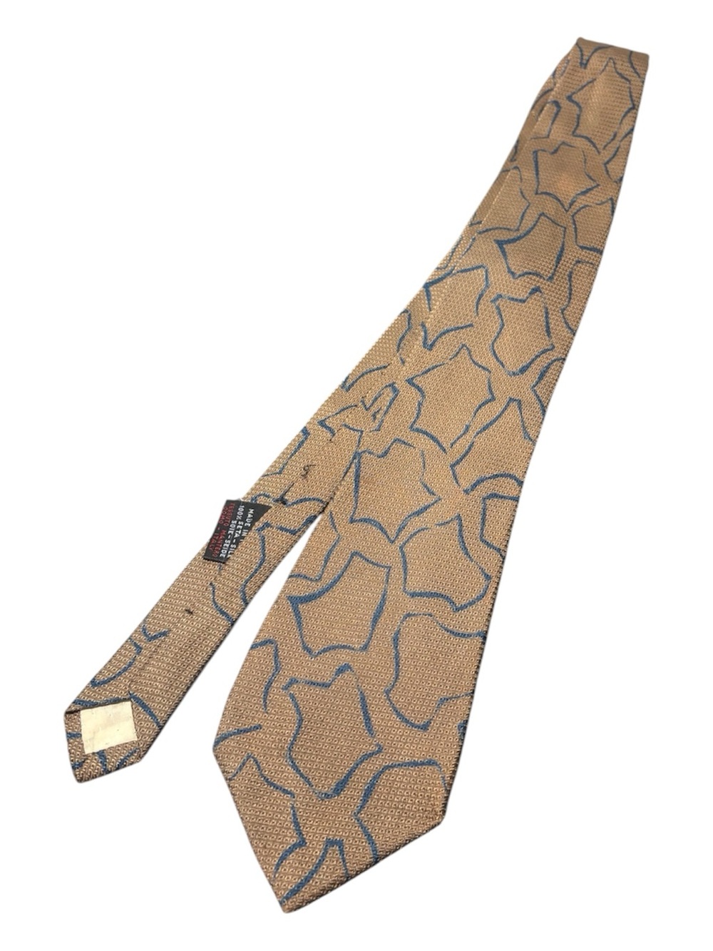 UNGARO Vintage Beige Patterned Silk Tie with Blue Accents